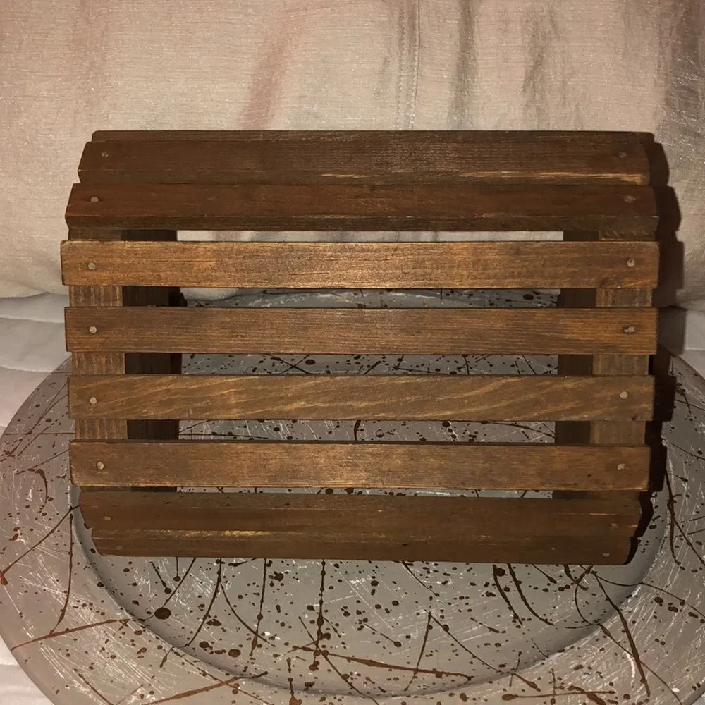 Vintage Brown Handmade Farmhouse Wooden Basket
